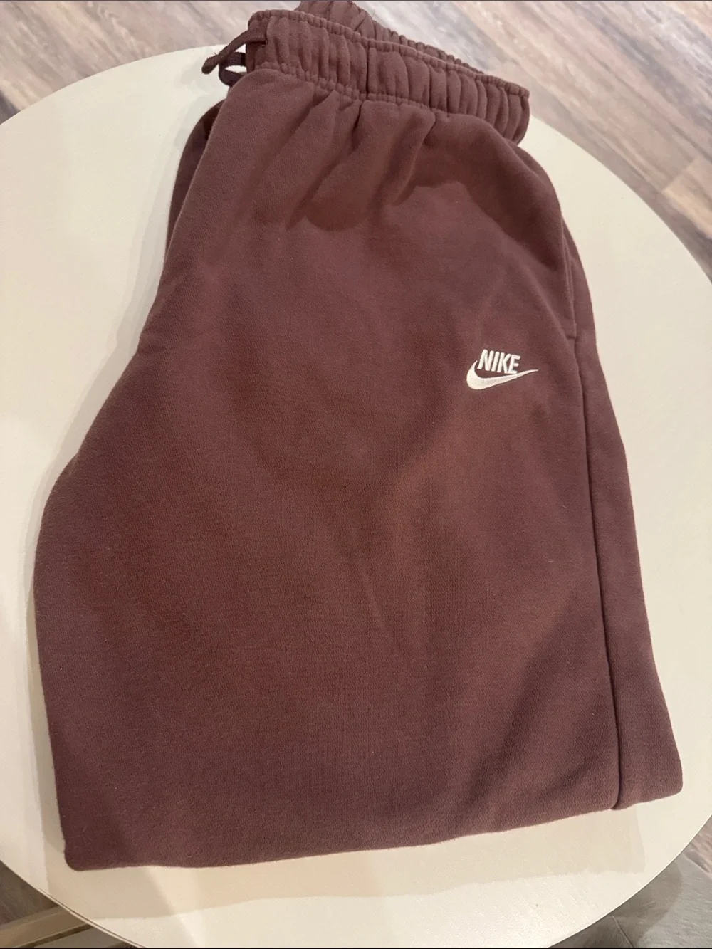 Nike Maroon Track Joggers with White Swoosh